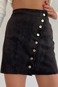 Button Front Velvet Bodycon Skirt image 1