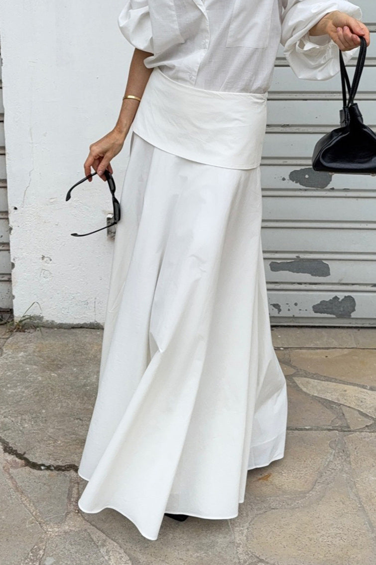 Solid A-Line Midi Skirt image 1