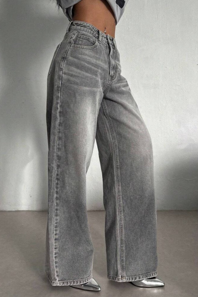 Concrete Grey Straight Leg High Waist Jeans image 2