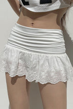 Stretchy Double Layer Lace Patchwork Skirt image 2