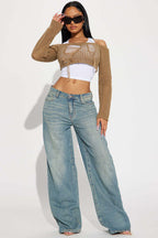 Embroidered Stretch Wide Leg Jean image 3