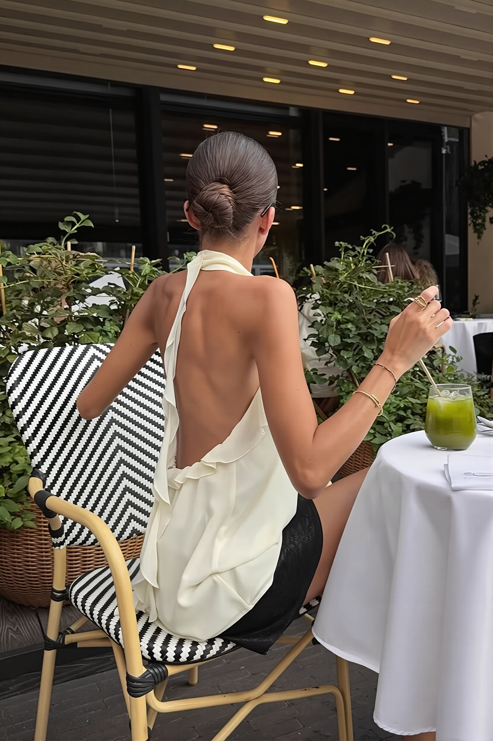 Chiffon Ruffle Halter Tie Back Sleeveless Halter Top image 3