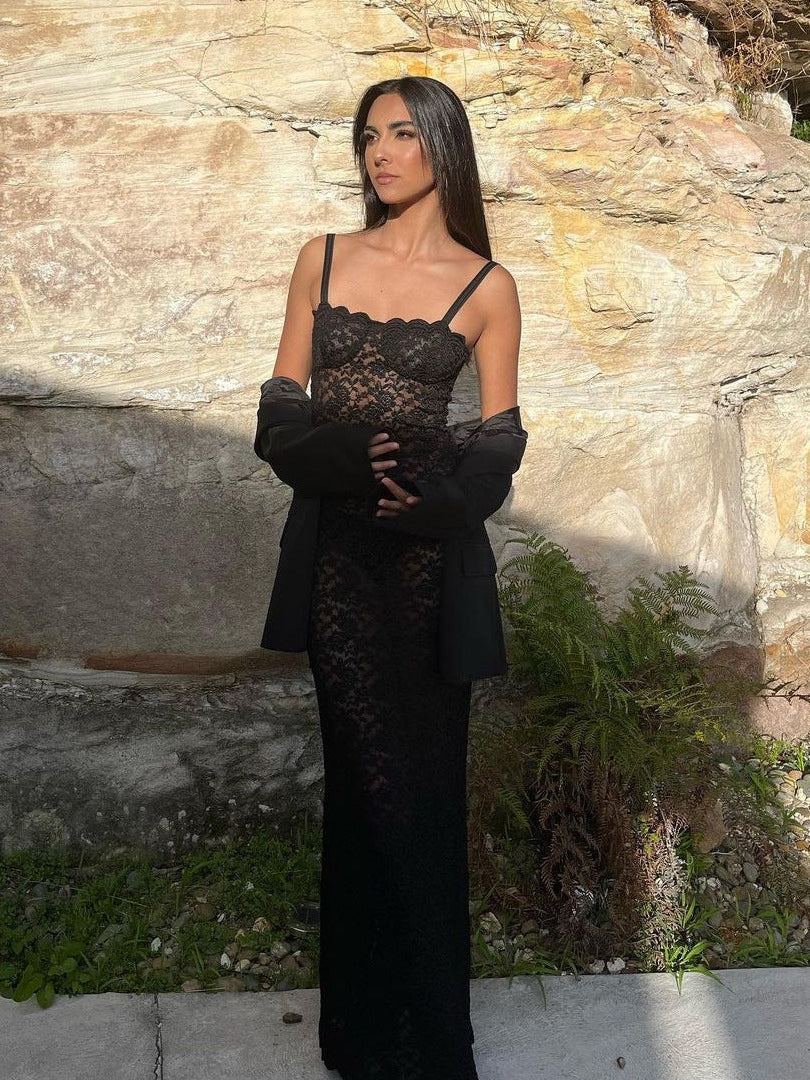 Off-Shoulder Sheer Lace Slim Fit Party Dress image 3