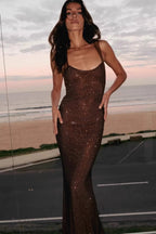 Sequin Diamond Bodycon Maxi Dress image 7