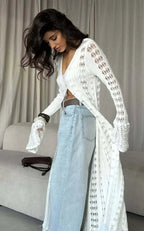 Knitted Flare Long Sleeve Beach Cardigan image 16