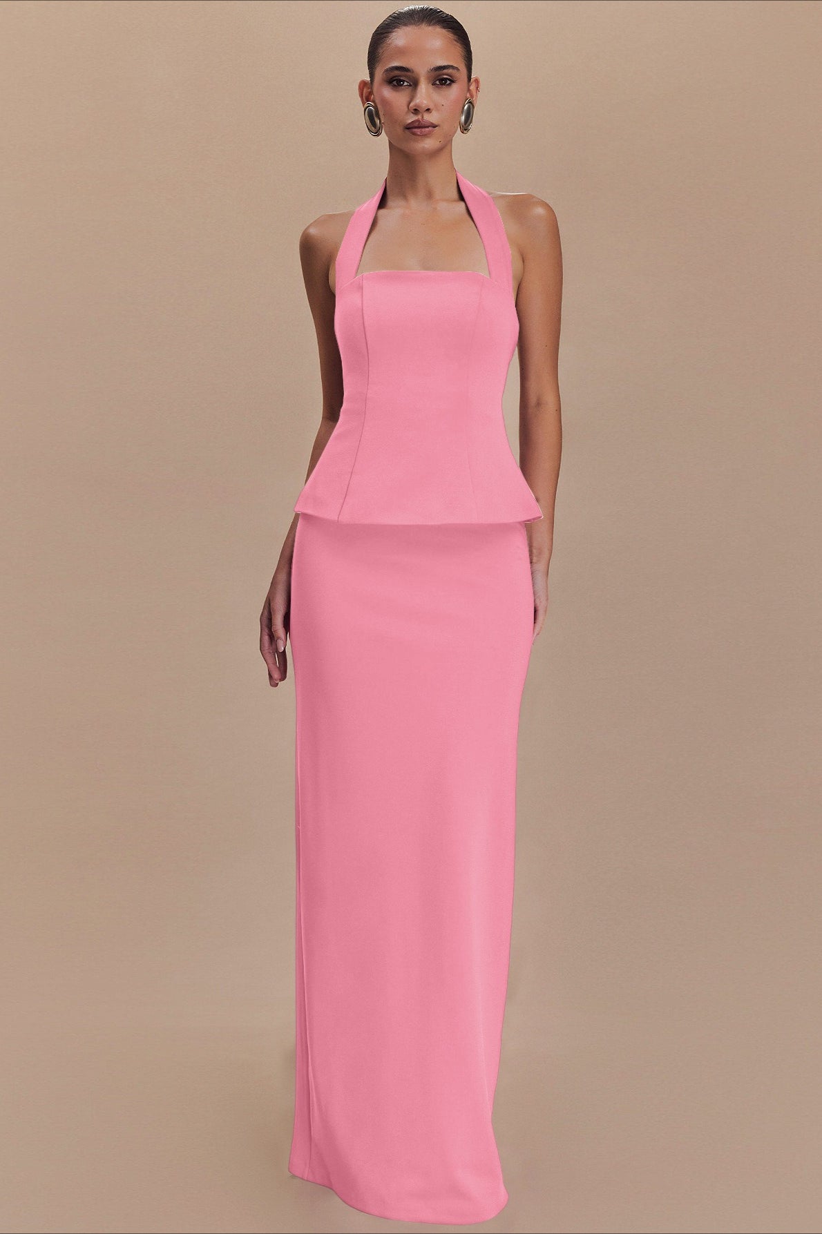 Solid Halter Backless Maxi Formal Dress image 10
