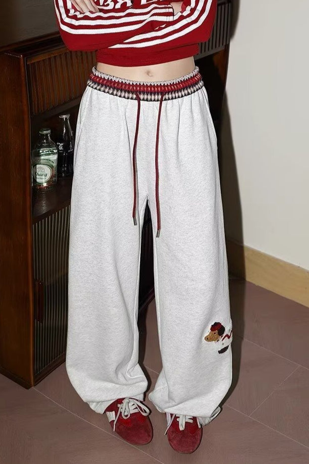 Print Loose Straight Leg Sweat Pants image 5