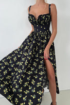 Floral Cami Tie High Waist Slit Midi Dress image 10