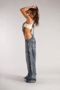 Low Rise Wide Leg Overall Jeans image 4
