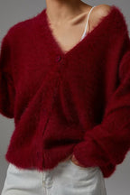 Faux Fur Blend V-Neck Cardigan image 6