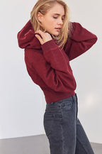 Cropped Hooded Waist Cinched Crop Top Slouchy Loose Hoodie image 5