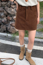 Corduroy High Waist A-Line Skirt image 12