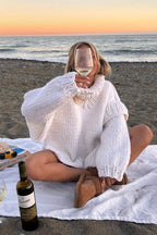 Solid Patchwork Chunky Fluffy Turtleneck Sweater image 12