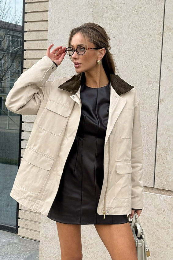 Relaxed Fit Cotton Colorblock Jacket image 1