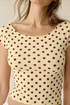 Cropped Fitted Retro Polka Dot T‑shirt image 6