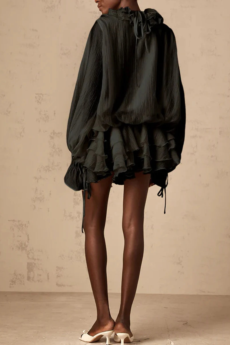 Loose Fit Folded Ruffle Boho Dress image 18