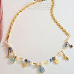 Daria Bead Necklace detail view styled for Avrienne