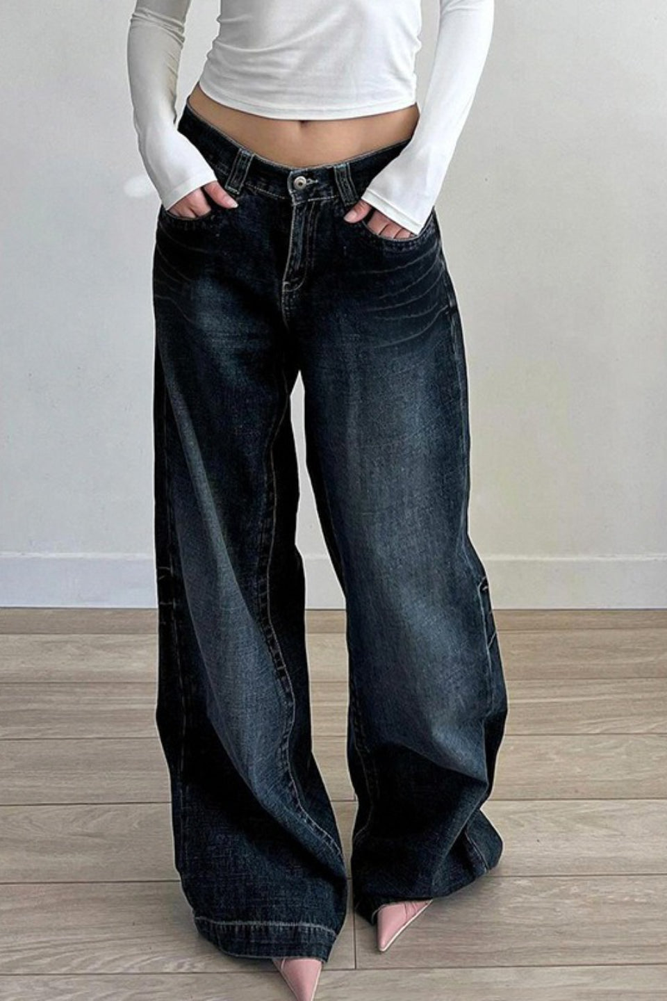 Minimal Vintage Loose Washed Black Jeans image 4