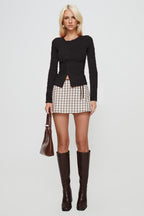 Buttoned Fitted Crew Neck Knit Sweater image 8