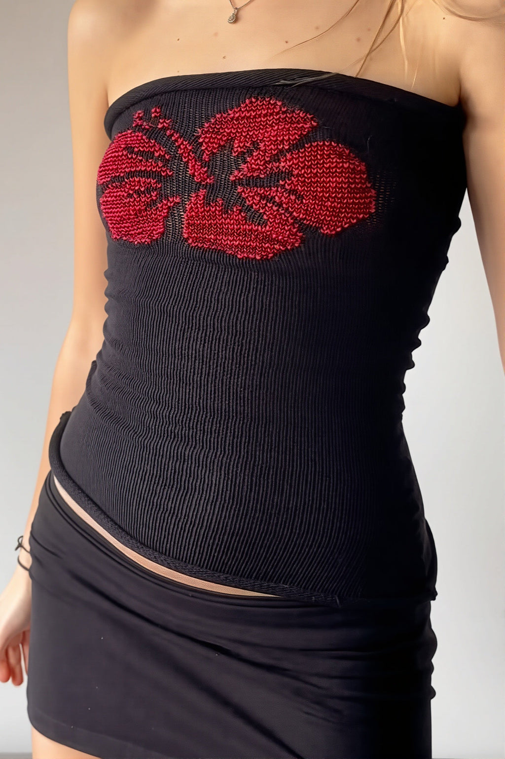 Jacquard Floral Tube Knit Blouse image 6