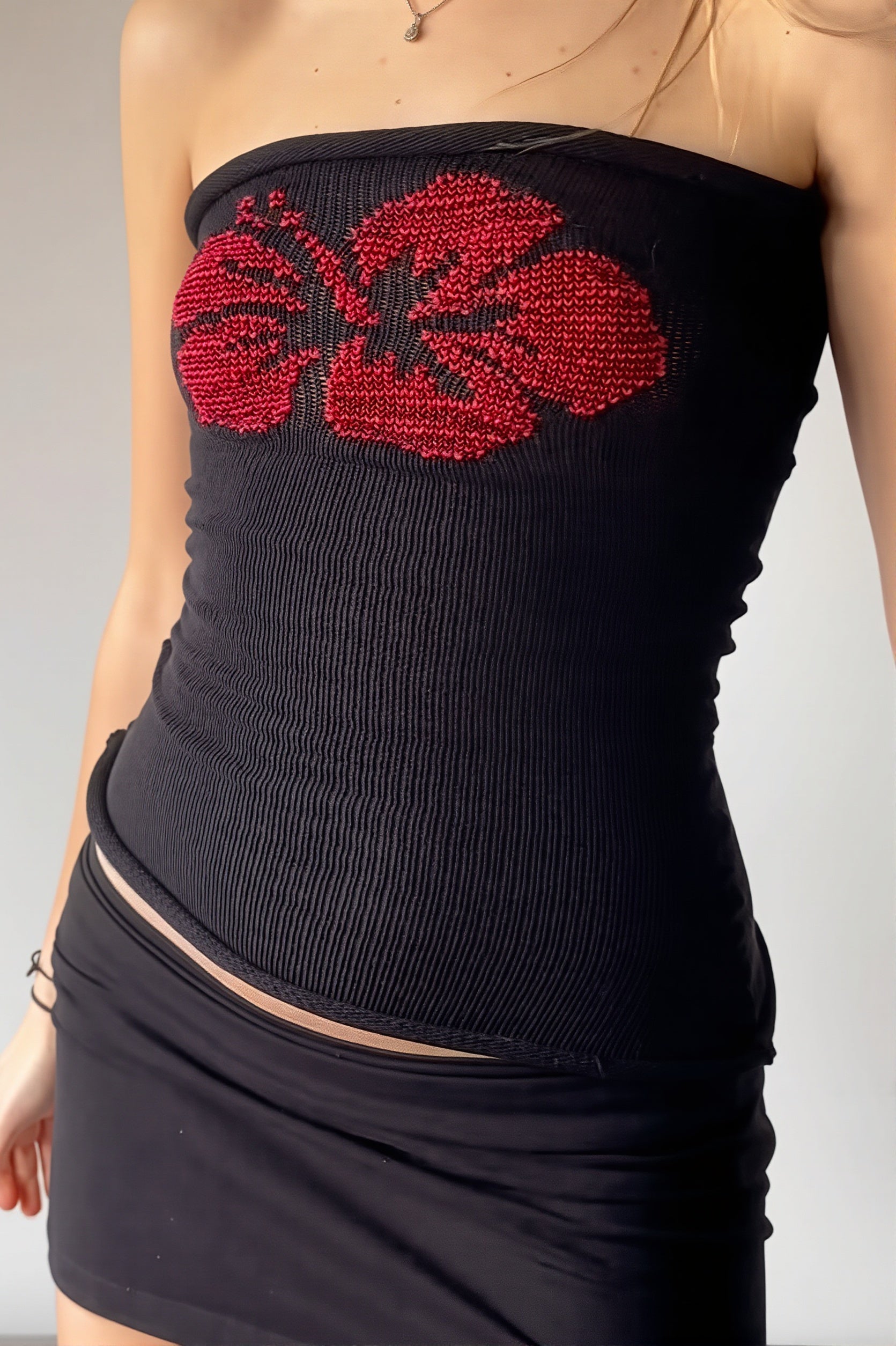 Jacquard Floral Tube Knit Blouse image 6