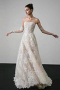 Vintage Lace Bandeau Floral Print Reception Dress image 1