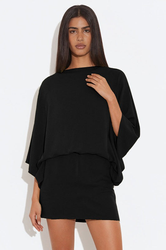 Chic Back Deep V Cowl Neck Loose Mini Dress image 7