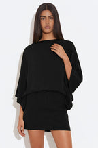 Chic Back Deep V Cowl Neck Loose Mini Dress image 7