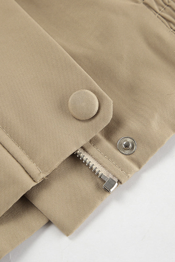 Khaki Biker Loose Fit Coat image 6