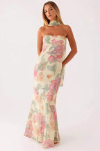 Floral Tie Fishtail Vacation Maxi Dress image 1