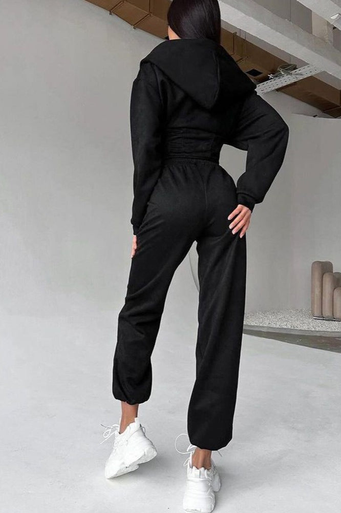 Hooded Drawstring Two Piece Pants Set image 11