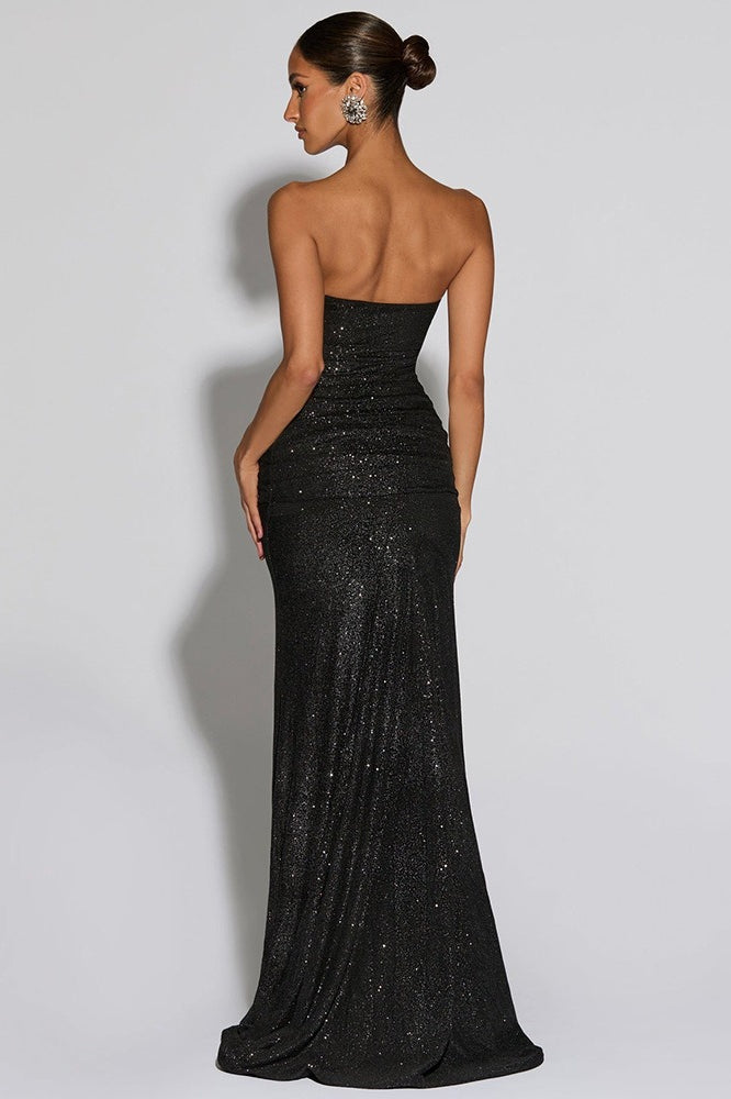 Sexy Elegant Tube Off Shoulder Silver Prom Dress image 4