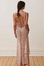 Sexy Sheer Irregular Floral Maxi Dress image 4