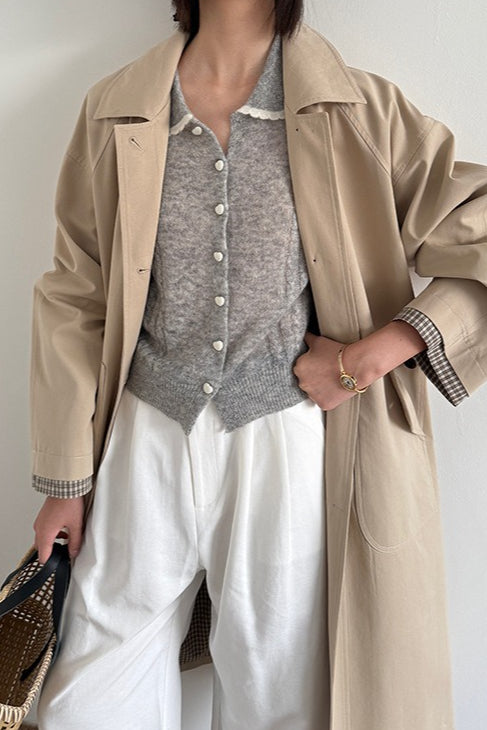 Lace Peter Pan Collar Lightweight Wool Knit Cardigan image 7