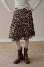 Leopard Draped Ruffled A Line Midi Skirt image 1