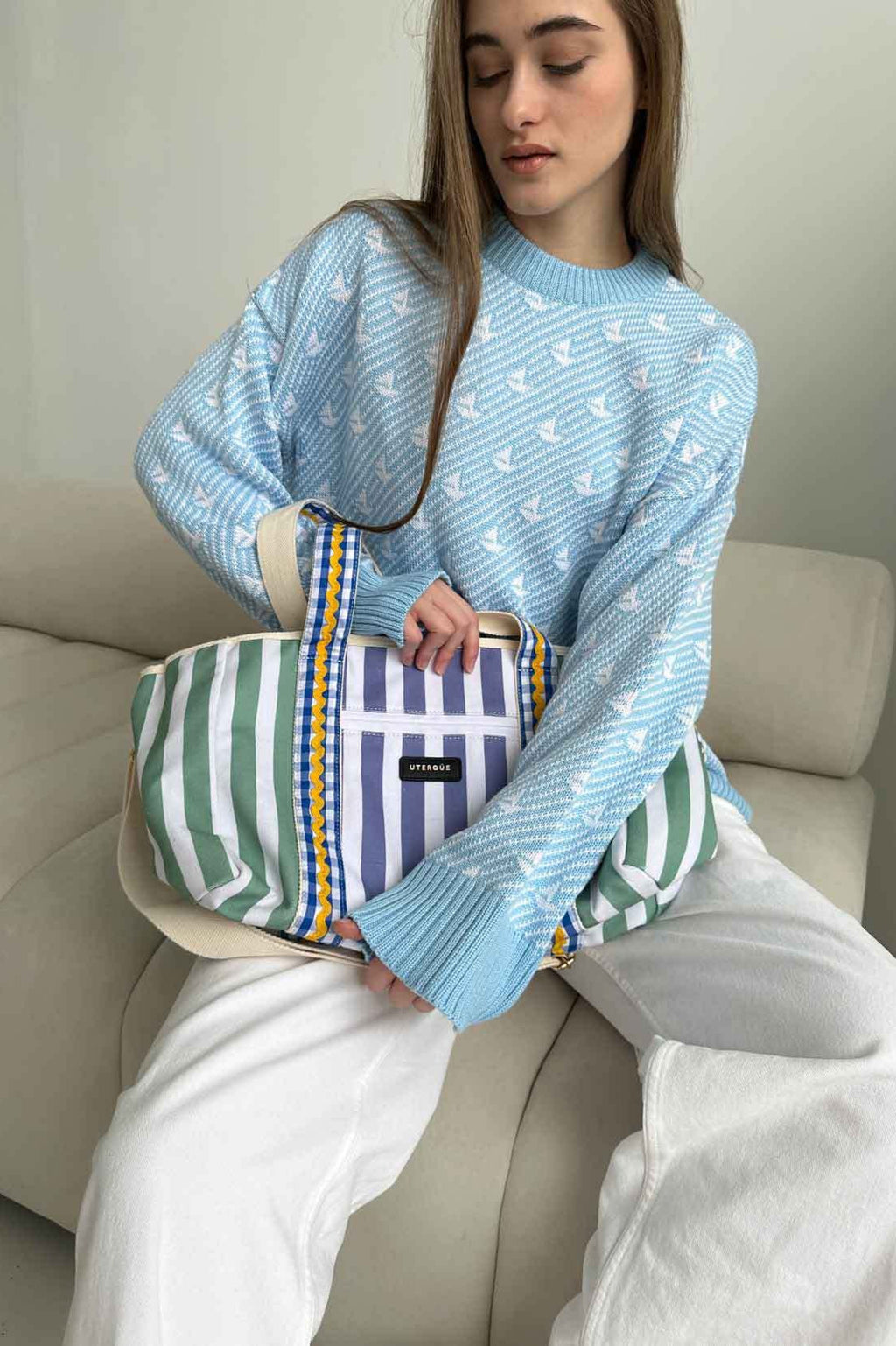 Sailboat Pattern Crew Neck Knit Sweater image 10