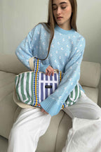 Sailboat Pattern Crew Neck Knit Sweater image 10