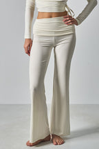 Solid Fitted Foldover Soft Pants image 1