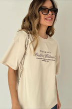 Minimalist Casual Cotton Letter Print Short Sleeve T-shirt image 11