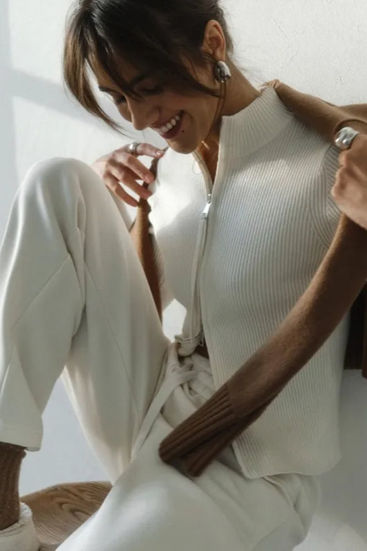 Casual Zip Front Knit Cardigan image 2