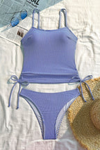 Plaid Ruched Backless Striped Two Piece Swim Set image 6