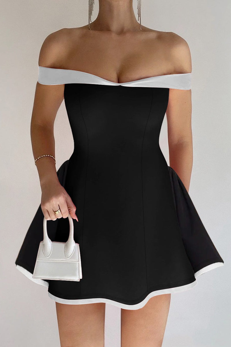 Contrast Bustier Ruffle Cocktail Dress image 1