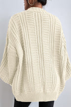 V-Neck Vintage Cable Knit Balloon Sleeve Cardigan image 6