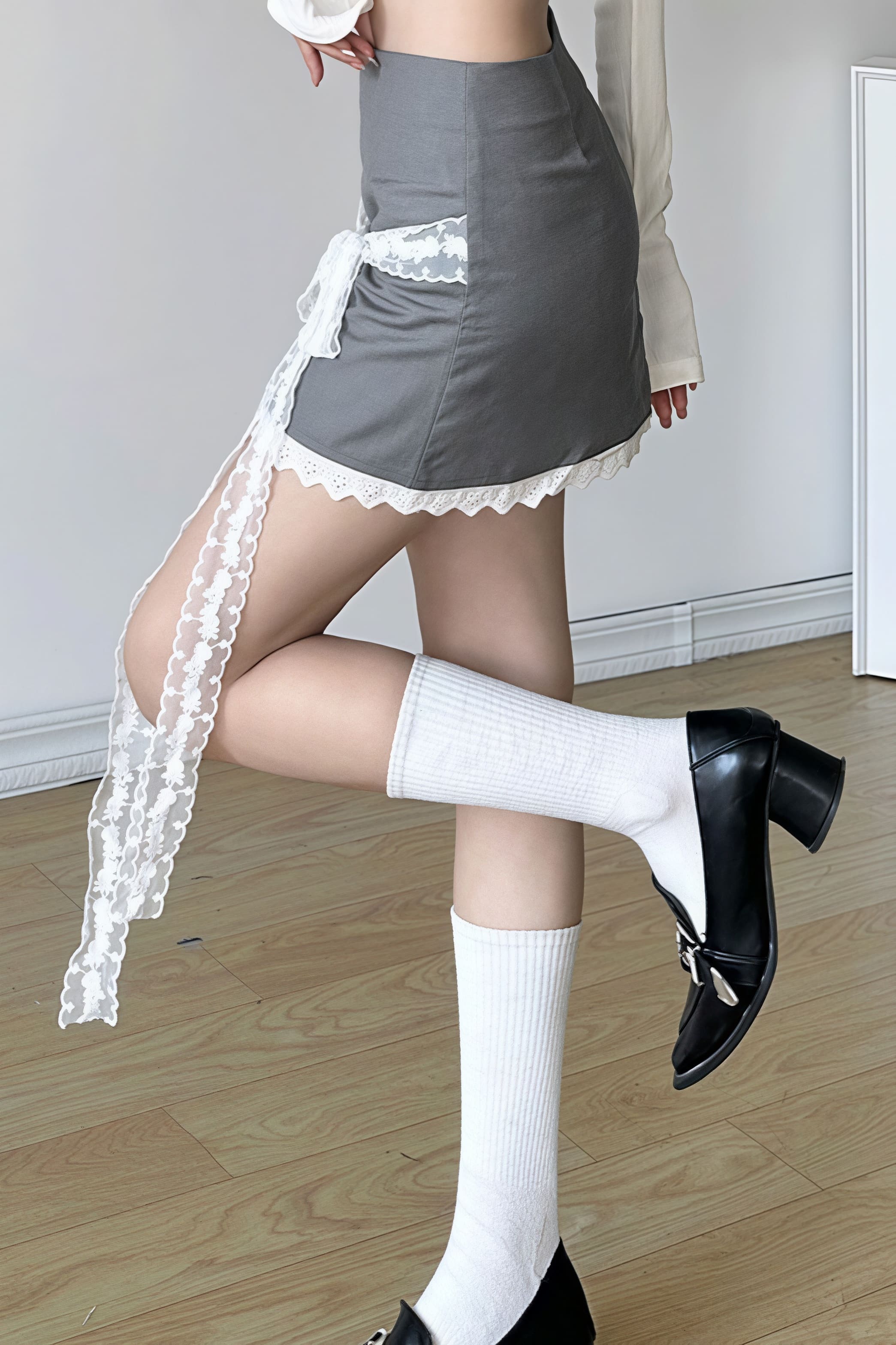 High Waist Lace Trim Street Style Skirt image 5