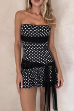 Strapless Tie Polka Dot Mini Dress image 1