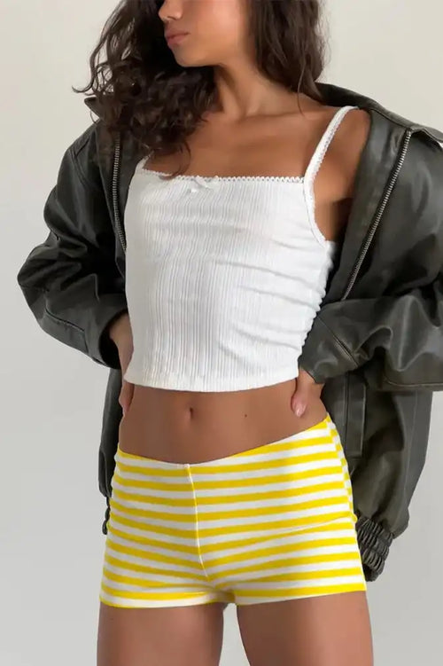 Casual Chic Stripe Skinny Low Waist Shorts image 1