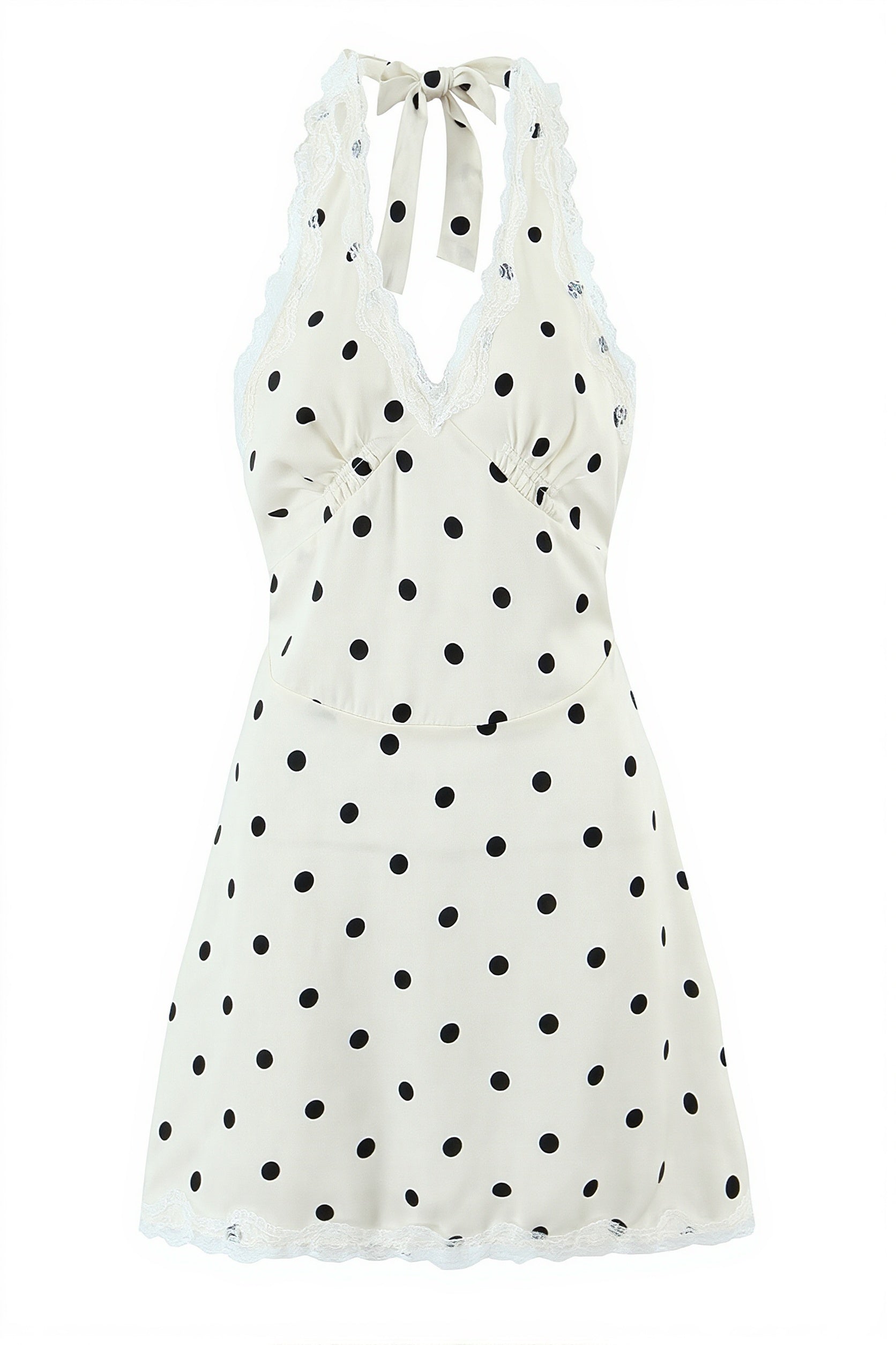 Polka Dot Halter V Neck Cutout Back Mini Dress image 6