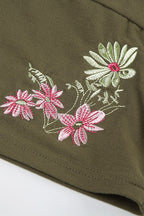Cross V Neck Floral Embroidered T-shirt image 4