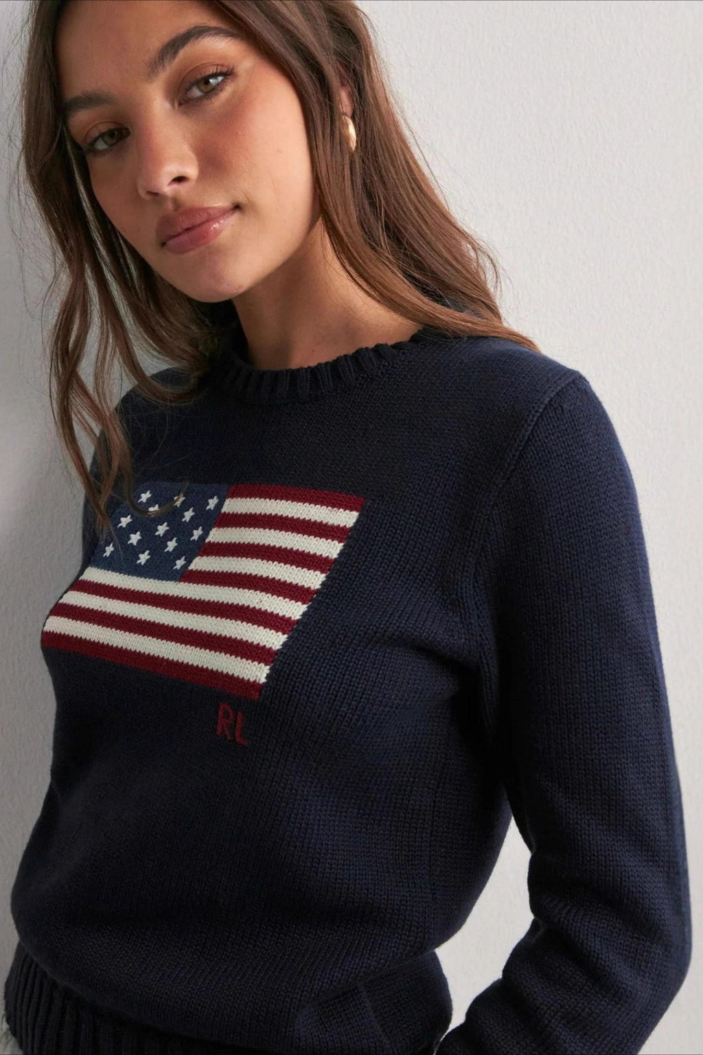 Color Block Flag Print Loose Knit Sweater image 2