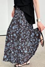 Retro Floral High Waist Pleated A Line Skirt image 1